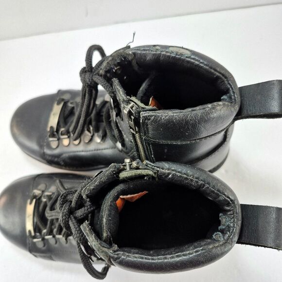 NexGen Men\'s Black Leather Lace-Up Motorcycle Biker Boots Size 8 Vintage main image 12